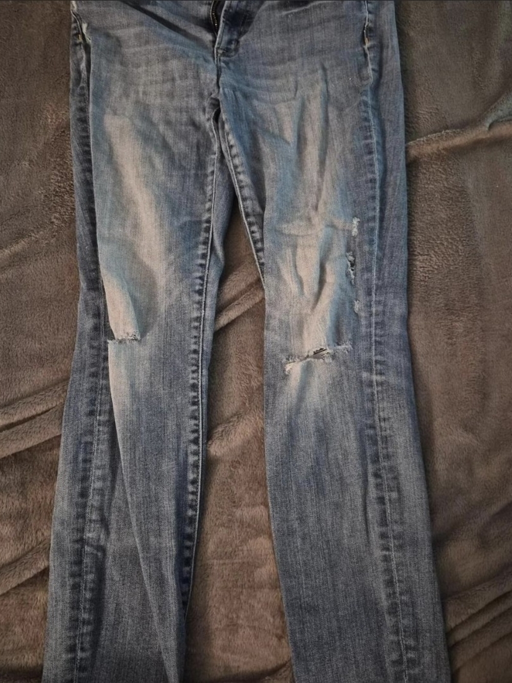 J. Crew Light Blue Straight-Leg Distressed Jeans
